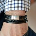 Bransoletka skórzana męska Magnetoos Double Varius - czarna