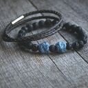 KOMPLET męskich bransoletek: black'n'blue LAVA