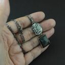 Runa Perthro z labradorytem - oksydowany srebrny naszyjnik