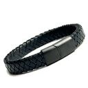 Klasyczna pleciona skórzana męska bransoletka od ArgentoMen