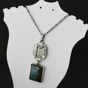 Runa Perthro z labradorytem - oksydowany srebrny naszyjnik