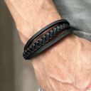 Męska pleciona bransoletka skórzana ArgentoMen