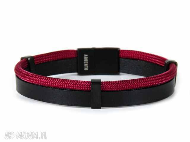 Męska bransoletka paracord z rzemieniem