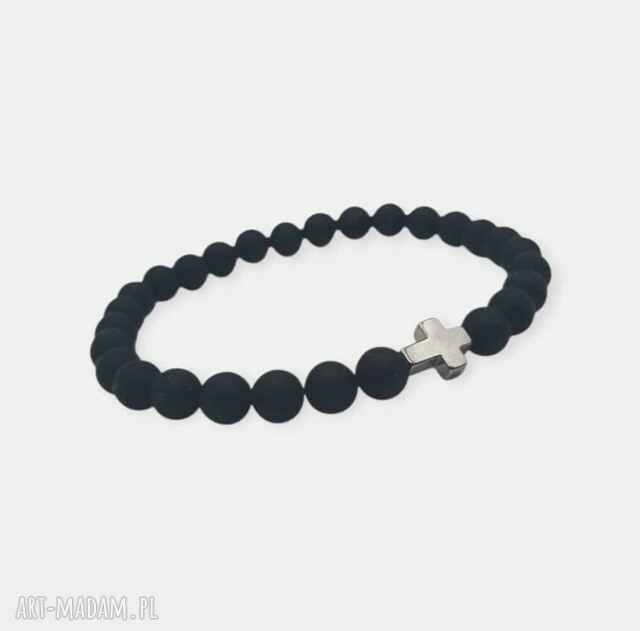 Męska matowy czarny bursztyn