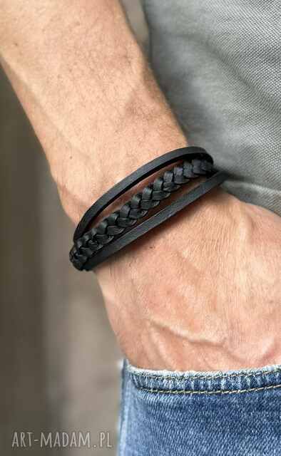 Męska pleciona bransoletka skórzana ArgentoMen