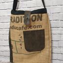 Torba z worka po kawie i skóry - Unikat