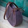 torba do biura fioletowe ręcznie wykonana z naturalnej skóry basia skórzana torebka