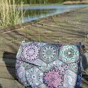 Torebka z klapką - fioletowe heksagony