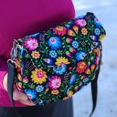 Torebka z klapką - fioletowe heksagony