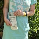 Etui na telefon, mini torebka wykonane na szydełku - biel