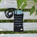 Etui na telefon, mini torebka wykonane na szydełku - czarna
