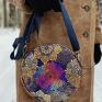 Round Bag - granatowe kwiaty - prezent nowoczesna mini elegancka