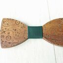 Zestaw drewniana muszka poszetka spinki PAISLEY zieleń