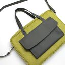 Torba na laptop - tkanina w jodełkę lemon