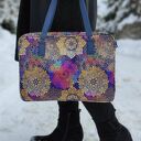 Torba na laptop - czarna i piwonie