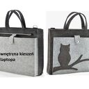 Duża grafitowa filcowa torba na laptopa z sową