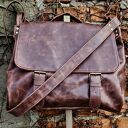 SROGI BARON duża torba męska UNISEX skóra naturalna kasztan UCHWYT LAPTOP