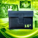 hand made granatowa torba skórzana na laptopa 16 cali