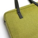 Torba na laptop - tkanina w jodełkę lemon i skóra stalowa