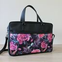 Torba na laptop - czarna i piwonie