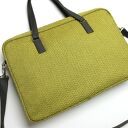 Torba na laptop - tkanina w jodełkę lemon i skóra stalowa