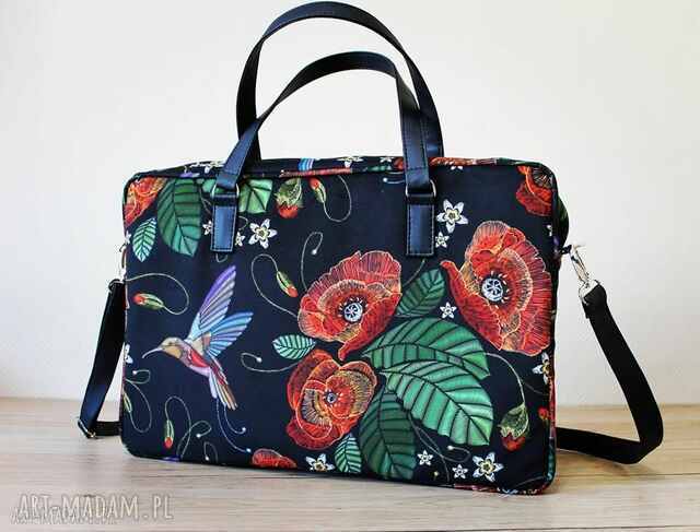 Torba na laptop - maki i kolorowe kolibry