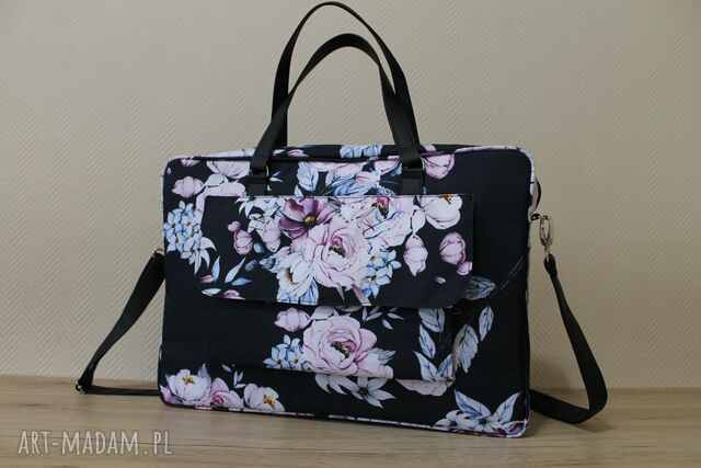Torba na laptop z kieszonką - warkocze kwiatów