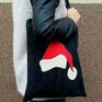 pomysł na upominek świąteczny z Czapką Św. Mikołaja - jeans bawełniana eko torba