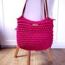 Torba Boho Weave Bag - kolor fuksjowy - z grubego sznurka ciemny róż mocny torebka