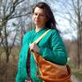 welurowa Pomarańczowa - torba worek na ramię codzienna torebka