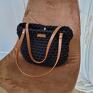 Czarna torba na ramię z sznurka bawełnianego "Boho Weave Bag 35cm" z podszewką torebka 35 cm