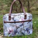 Torba miejska na ramię - Irysy vintage (handmade, wodoodporna, A4)