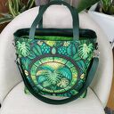 Torebka damska shopperka z kosmetyczką torebka miejska na ramę - liście monstery