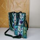 Torebka damska shopperka z kosmetyczką torebka miejska na ramę - kwiaty