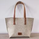 Torebka lniana - len i z rudą skórą