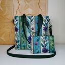 Torebka damska shopperka z kosmetyczką miejska na ramę - kwiaty