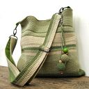 Bawełniana listonoszka szydełkowa Mięta i Szałwia - na ramię handmade