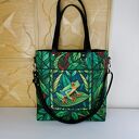 Kolorowa torebka shopper na ramię z kosmetyczką i portfelikiem
