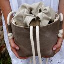 Safari basket mini len plecionka