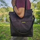 Torba shopper w kolorze gorzkiej czekolady - welur