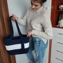 Torba ze sznurka 35x30 cm na ramię - handmade szydełkowanie