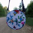Round Bag - niebieskie kolibry - torebka na ramię handmade