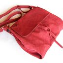 Torebka na ramię Surowa Baronowa zamsz marsala - handmade A4