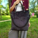 Torba shopper w kolorze gorzkiej czekolady - welur