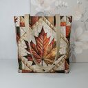 Torebka damska shopper bag torebka na ramię zamykana - liść klonu patchwork