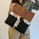Torba handmade na ramię - czerń i brąz