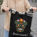 Torba shopper Łowicz Muerte 50x50 - czarna folk, wodoodporna na ramię