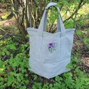 Torba lniana duża na ramię IRYS - haft z 100% lnu 56x48 cm 