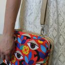 Dwupak na ramię w kolorowe hexagony i turkusowej skórze ekologicznej - regulowany pasek