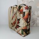 Torebka damska shopper bag torebka na ramię zamykana - liść klonu patchwork